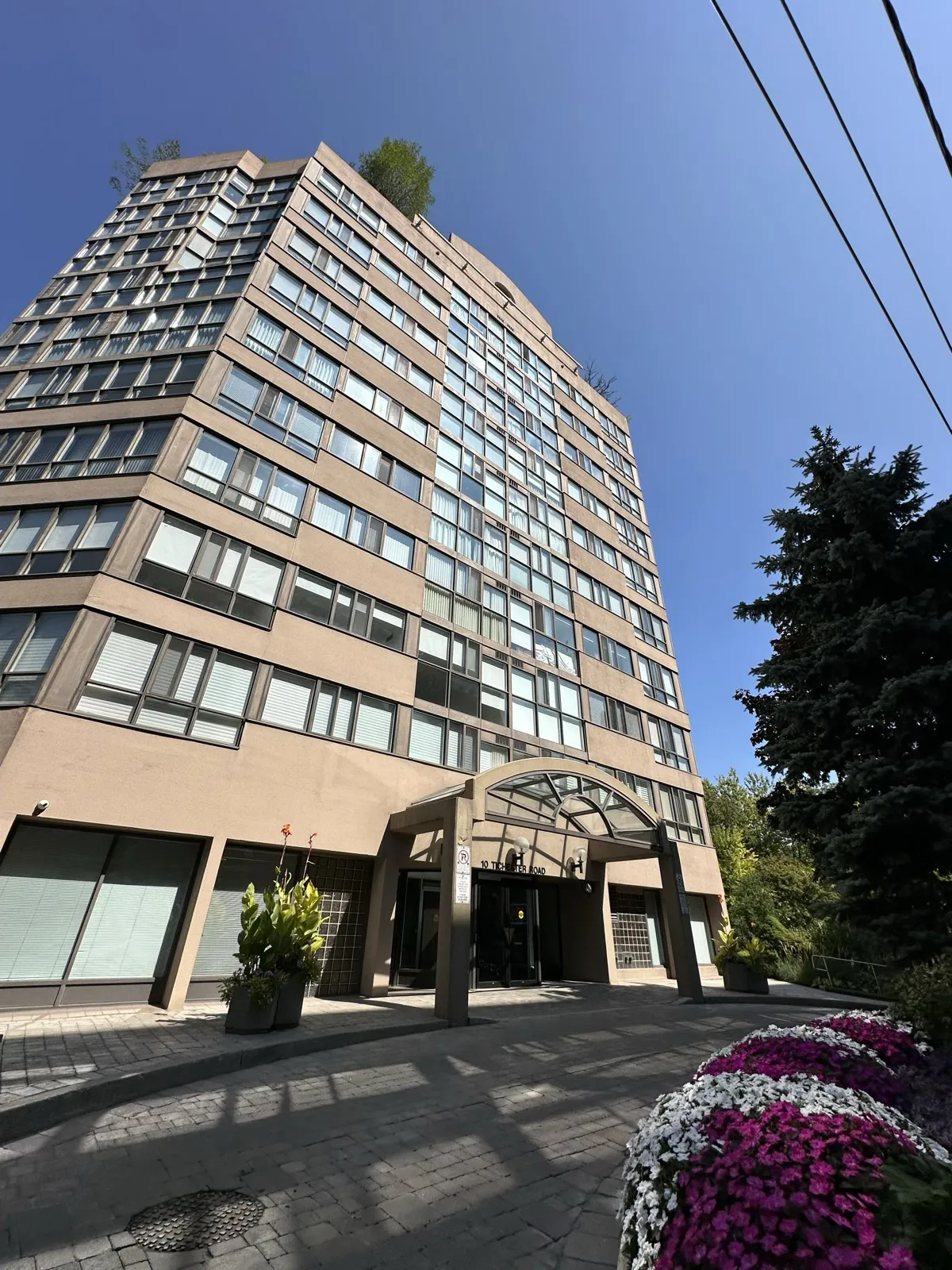 The facade of 10 Tichester Condos