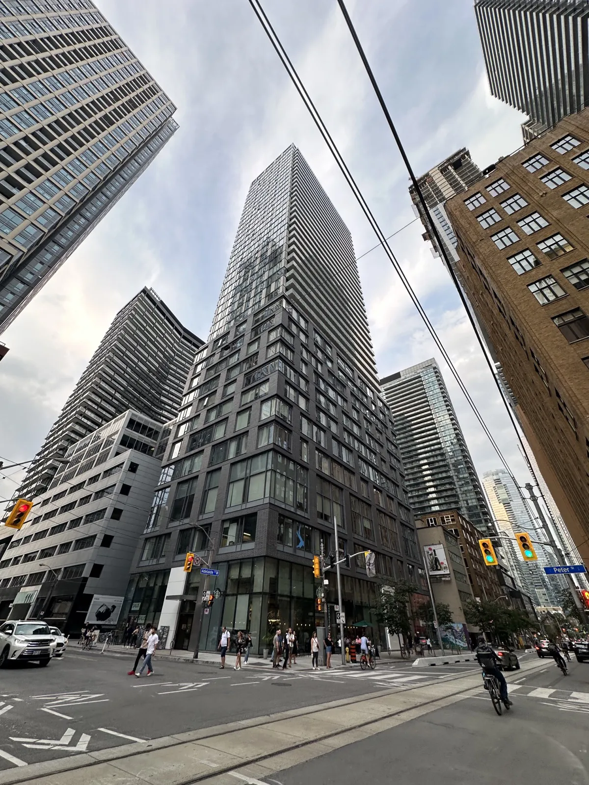 The facade of Peter Street Condos