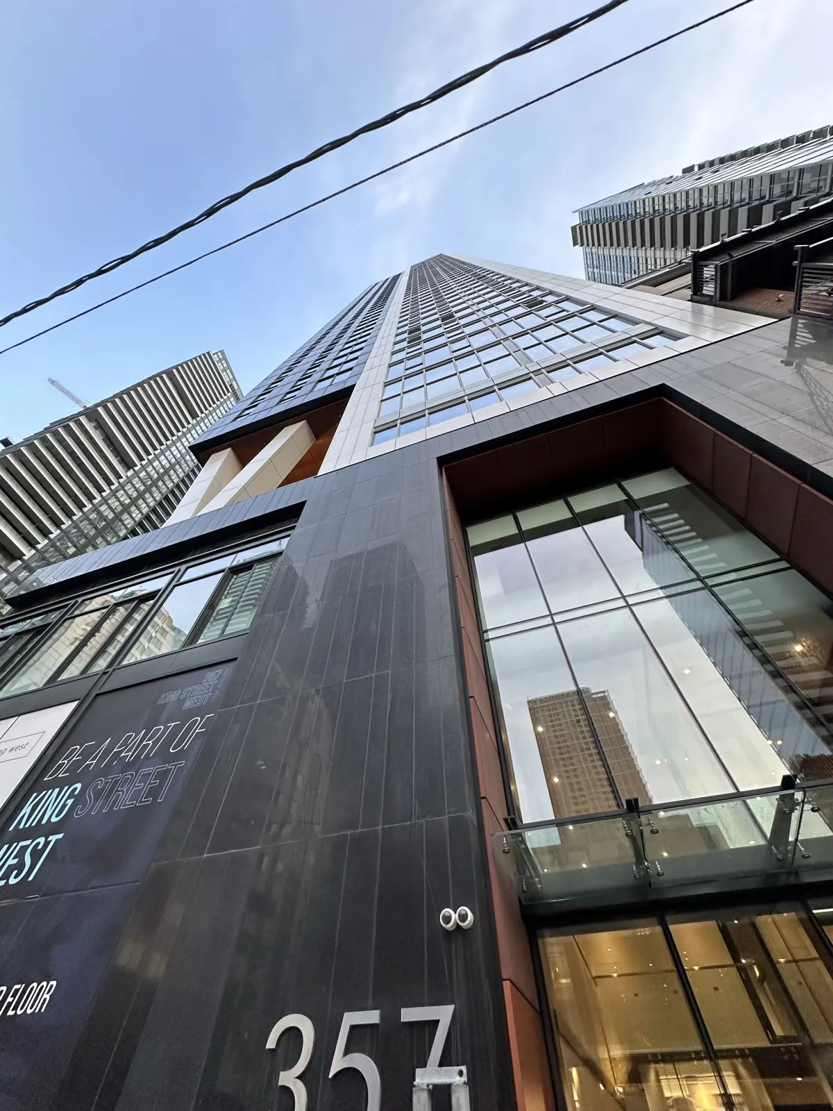 The facade of 357 King West Condos